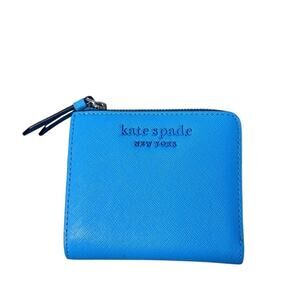 Kate Spade Cameron L Zip Bifold Wallet Oceanside Blue Saffiano Leather